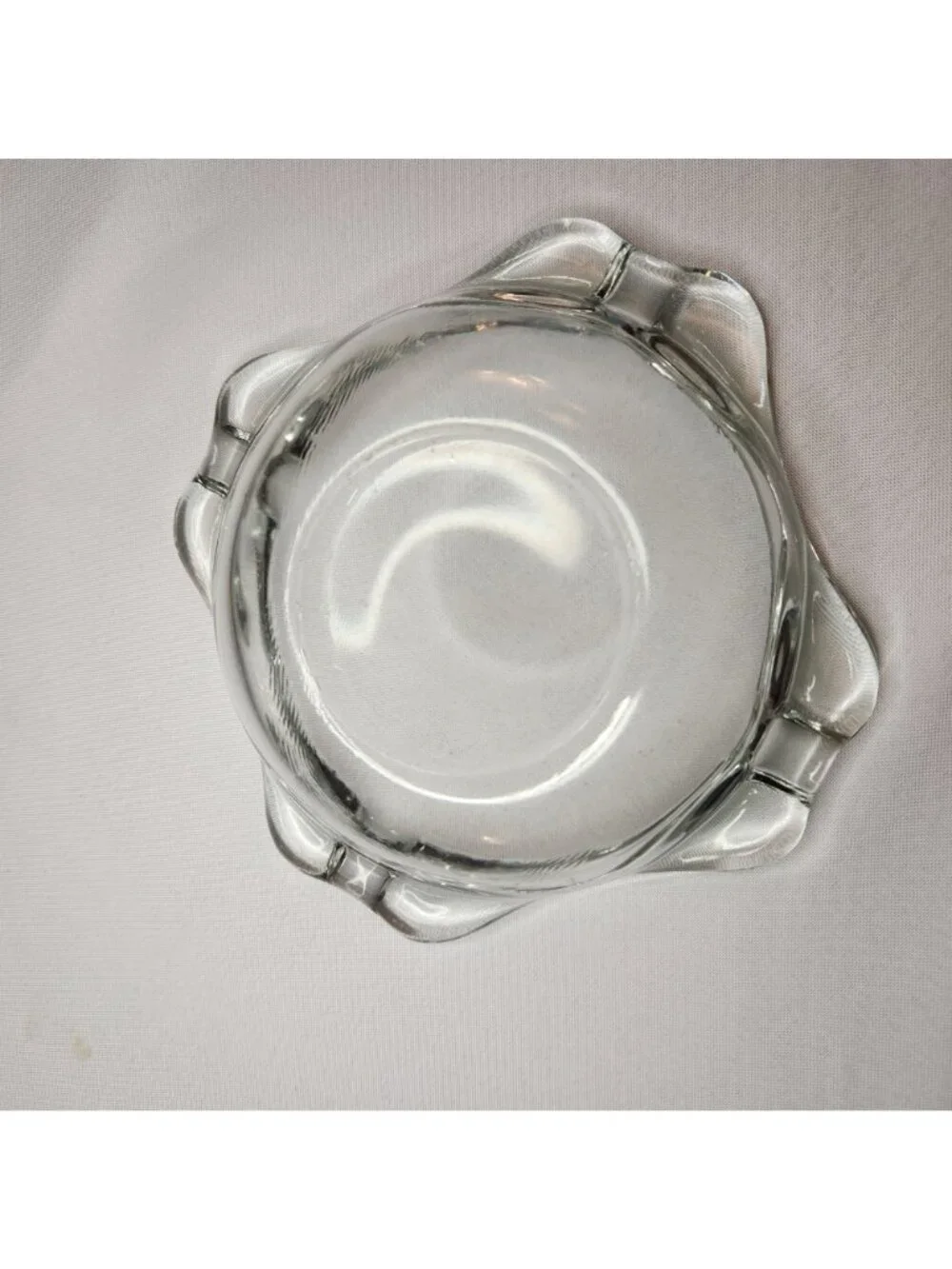 Vintage Clear Glass Cigar Ashtray with Scalloped Edges